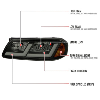 Spec-D 00-05 Chevy Impala Headlights LED Bar OEM Style Black/Smoked
