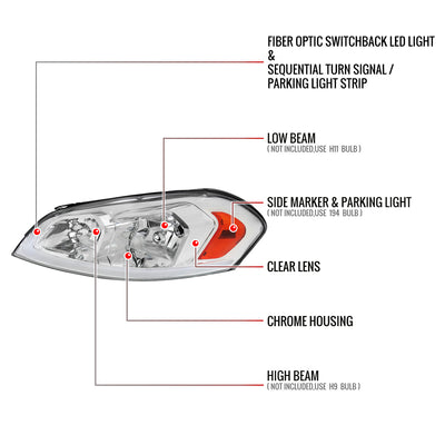 Spec-D 06-16 Chevy Impala Headlights LED Bar OEM Style.