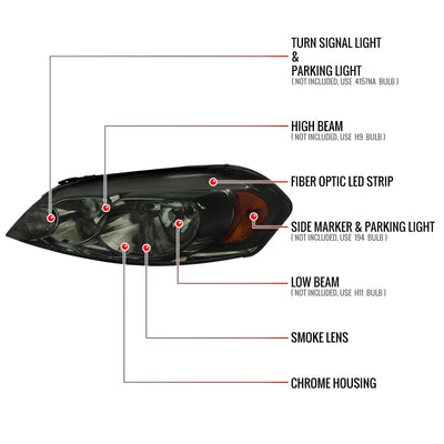 Spec-D 06-13-16 Impala Ltd/ 06-07 Monte Carlo Strip Smoked Headlights