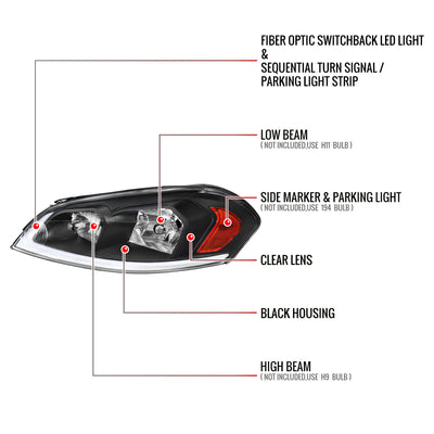 Spec-D 06-16 Impala /06-07 Monte Carlo Headlights Sequetial Black