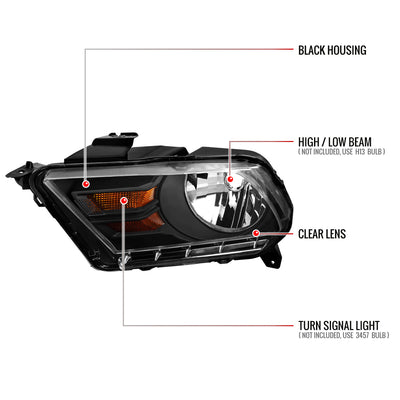 Spec-D 10-14 Ford Mustang OEM OEM Style Headlights Black