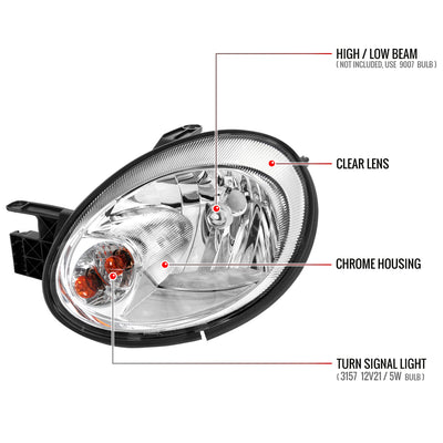 Spec-D 03-05 Dodge Neon Headlights OEM Crystal Chrome/Clear.