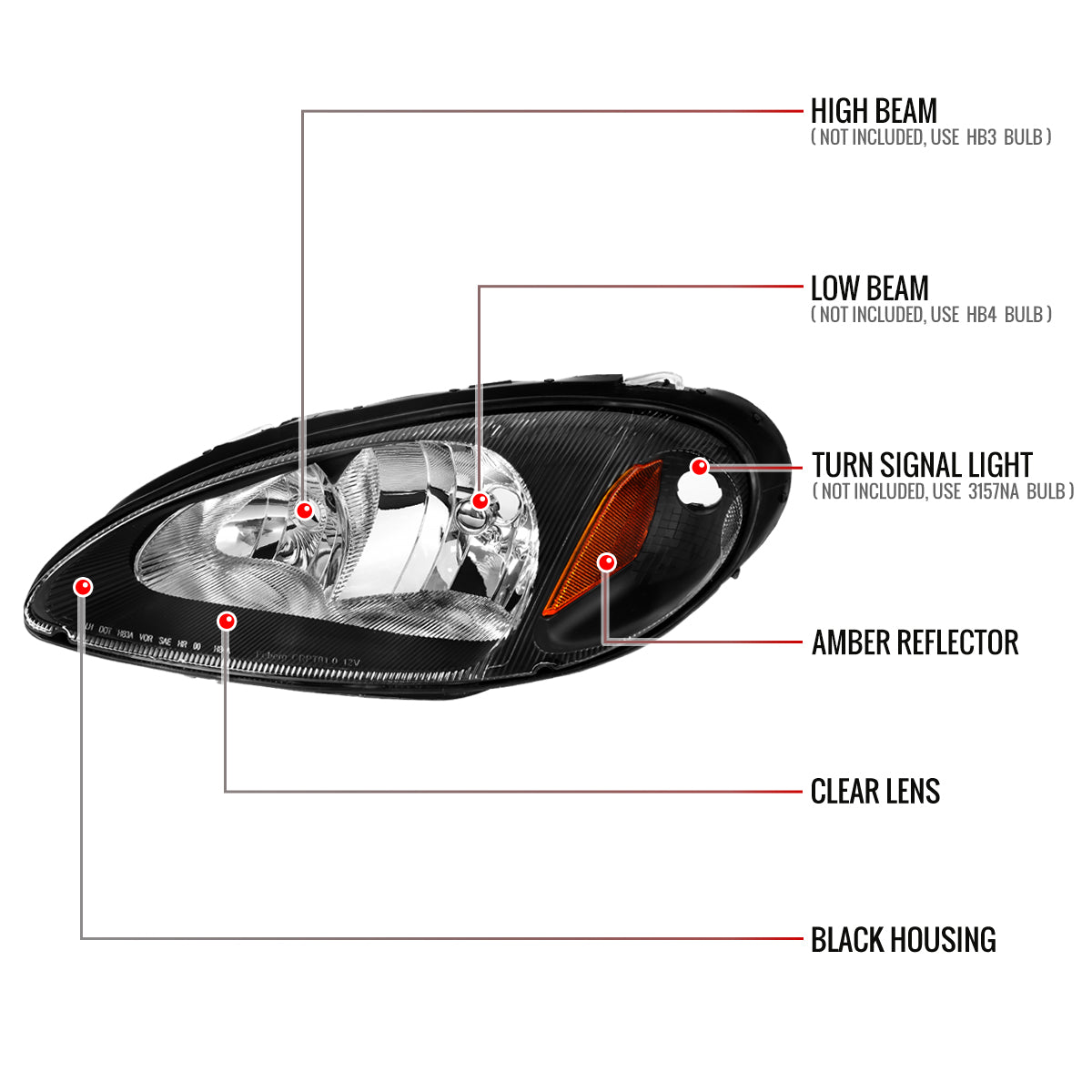 Spec-D 01-05 Chrysler PT Cruiser OE Style Headlights Black