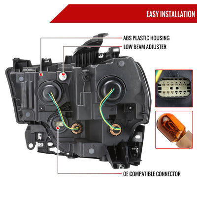 Spec-D 19-24 Ram 2500/3500 Passenger Headlight Black Replacement