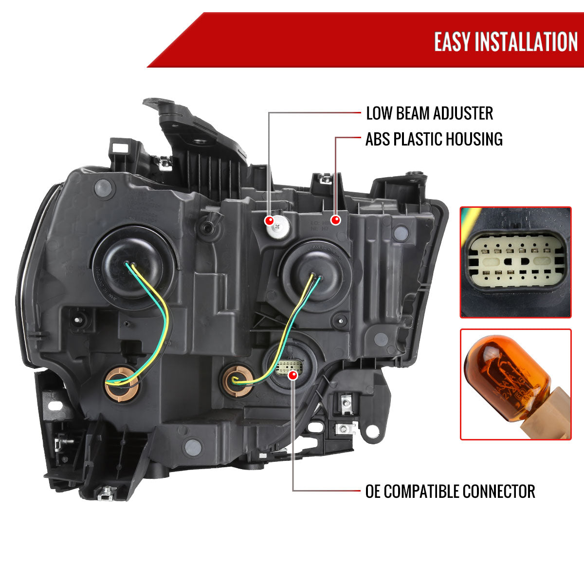 Spec-D 19-24 Ram 2500 3500 4500 5500 Headlights OEM Style Black