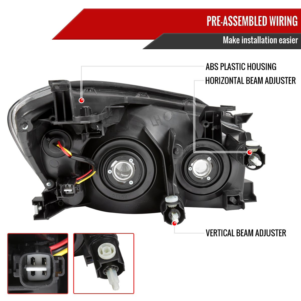 Spec-D 06-08 Toyota RAV4 OEM OEM Style Headlights Black