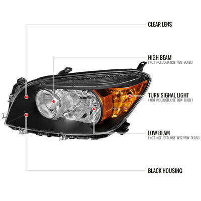 Spec-D 06-08 Toyota RAV4 OEM OEM Style Headlights Black