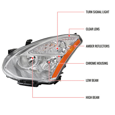 Spec-D 08-13 Nissan Rogue Driver Headlight OEM Chrome Replacement