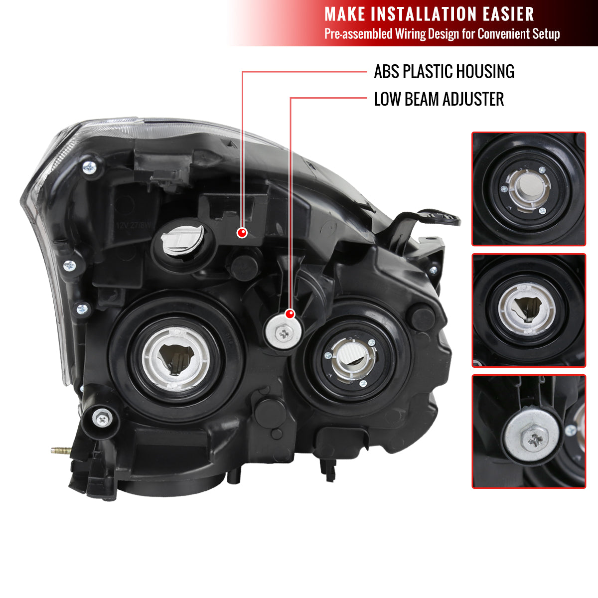Spec-D 08-15 Nissan Rogue Headlights OEM Style Black/Amber Reflectors