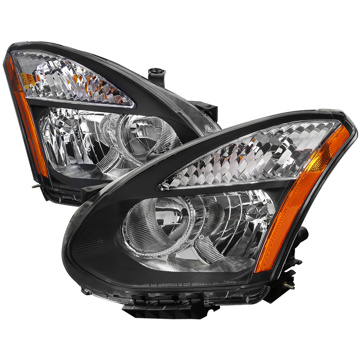 Spec-D 08-15 Nissan Rogue Headlights OEM Style Black/Amber Reflectors