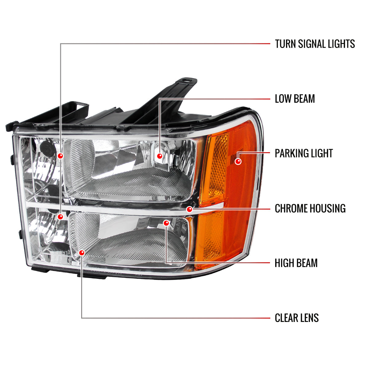 Spec-D 07-14 GMC Sierra 1500D 2500D Denali Headlights OEM Style Chrome