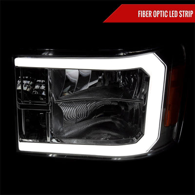 Spec-D 07-13 GMC Sierra 1500 2500HD 3500HD Headlights Light Bar Smoked