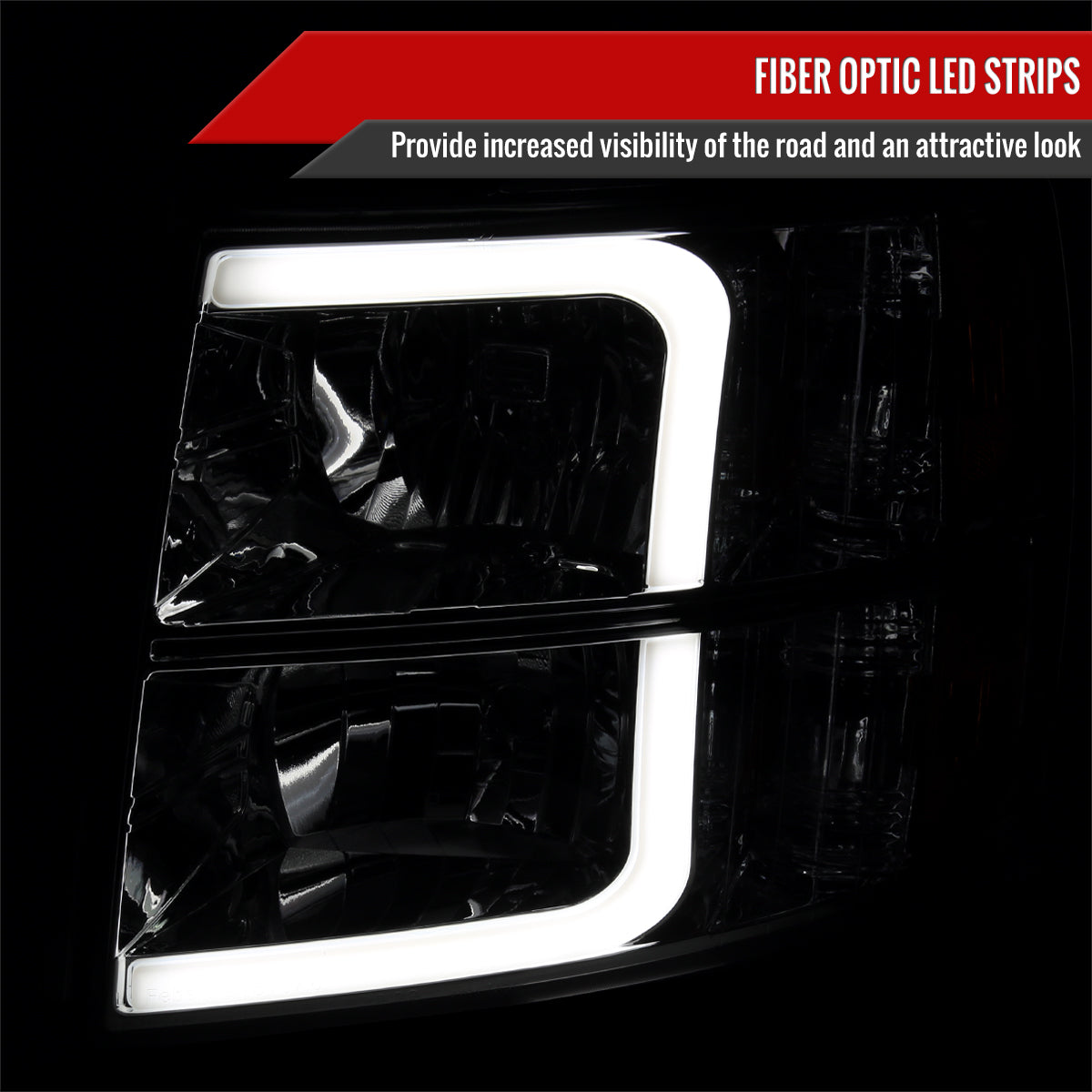 Spec-D 07-13 Silverado 1500 2500HD 3500HD Light Bar Headlights Chrome