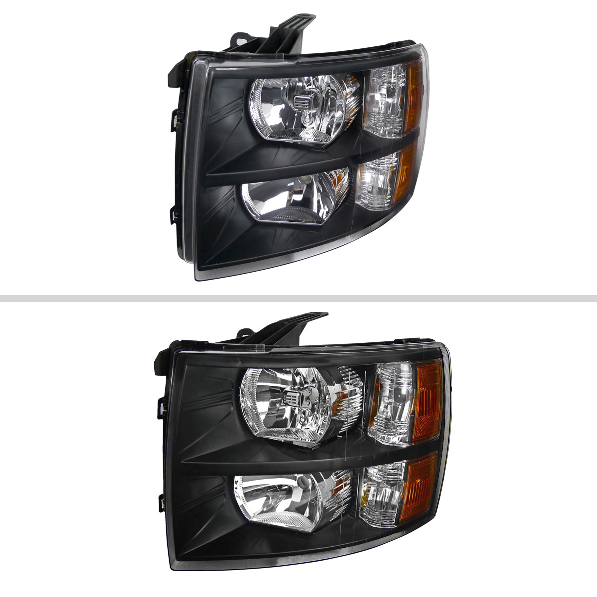 Spec-D 07-13 Silverado 1500/ 07-14 2500HD 3500HD Bar Headlights Black