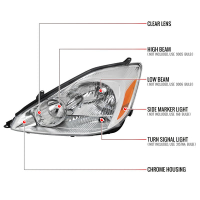 Spec-D 04-05 Toyota Sienna Headlights OEM Style Clear Amber