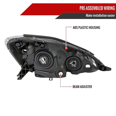 Spec-D 06-10 Sienna Headlights OEM Style w/ Amber Reflector Black