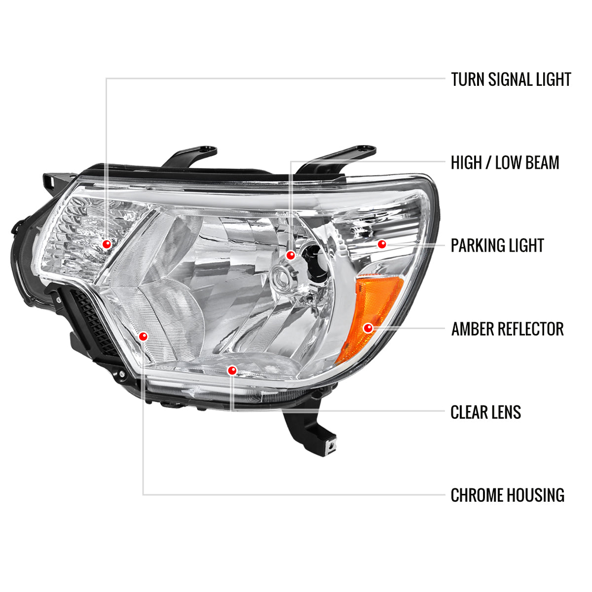 Spec-D 12-2015 Toyota Tacoma OEM OEM Style Headlights Chrome