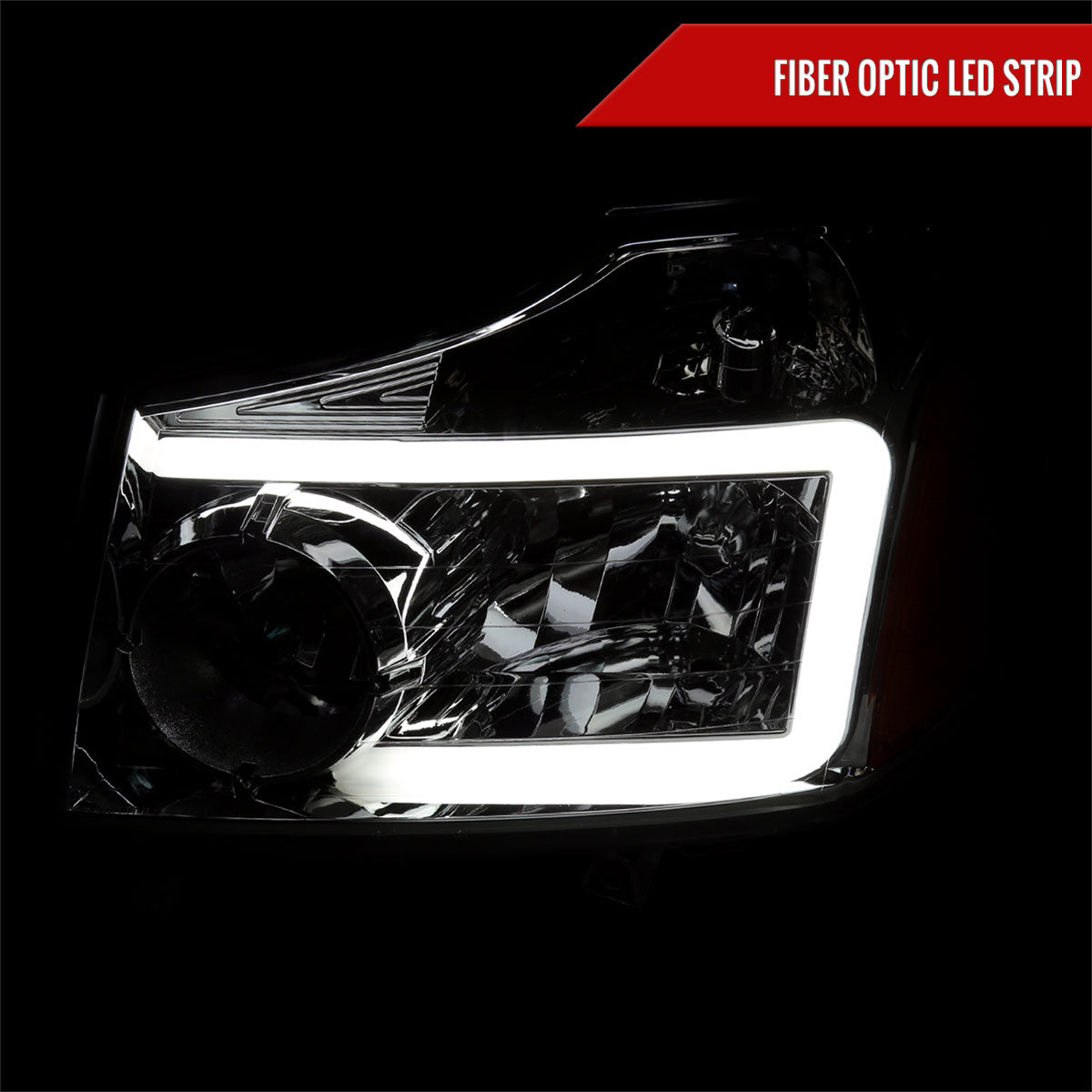 Spec-D 04-15 Nissan Titan Headlights Projector Chrome/Clear G3
