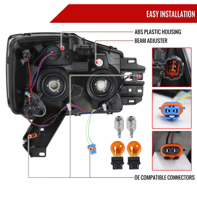 Spec-D 04-15 Nissan Titan Headlights Projector Chrome/Clear G3