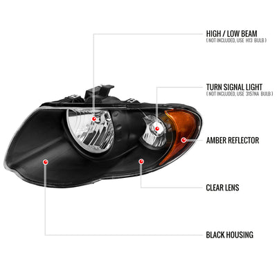 Spec-D 05-07 Chrysler Town & Country Headlights OEM Style Black