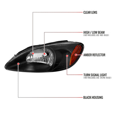Spec-D 00-07 Ford Taurus OE Headlights Without Centennial - Black