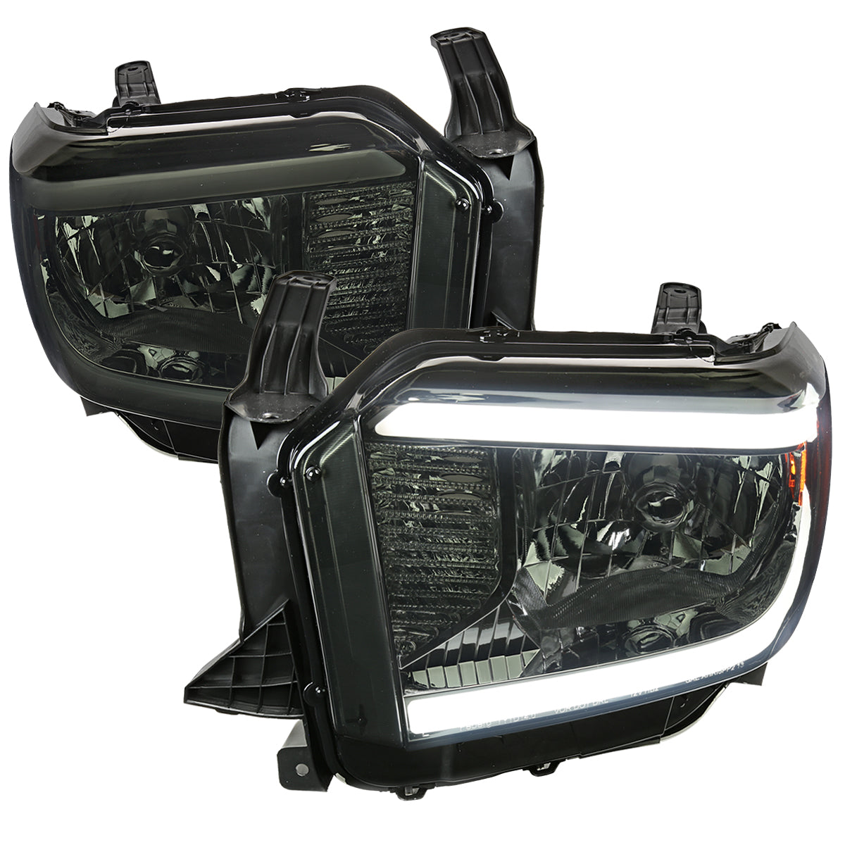 Spec-D 14-21 Tundra LED Bar OEM Style Chrome/Smoked Lens Headlights