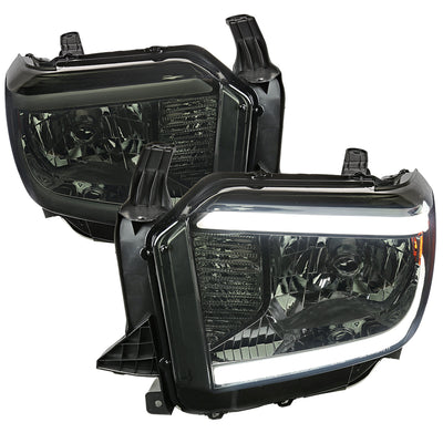 Spec-D 14-21 Tundra LED Bar OEM Style Chrome/Smoked Lens Headlights