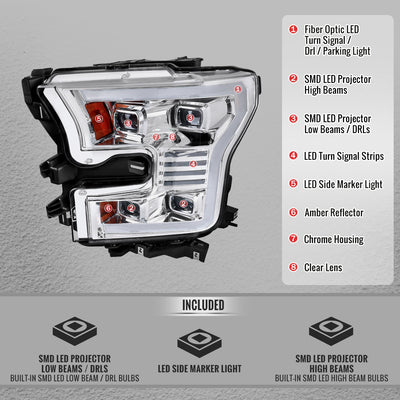 Spec-D 15-17 Ford F-150 Headlights Full LED Switchback Sequential.