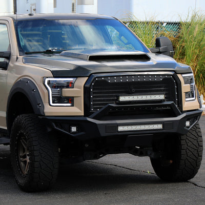 Spec-D 15-17 Ford F-150 Led Light Bar Projector HID Headlight Black
