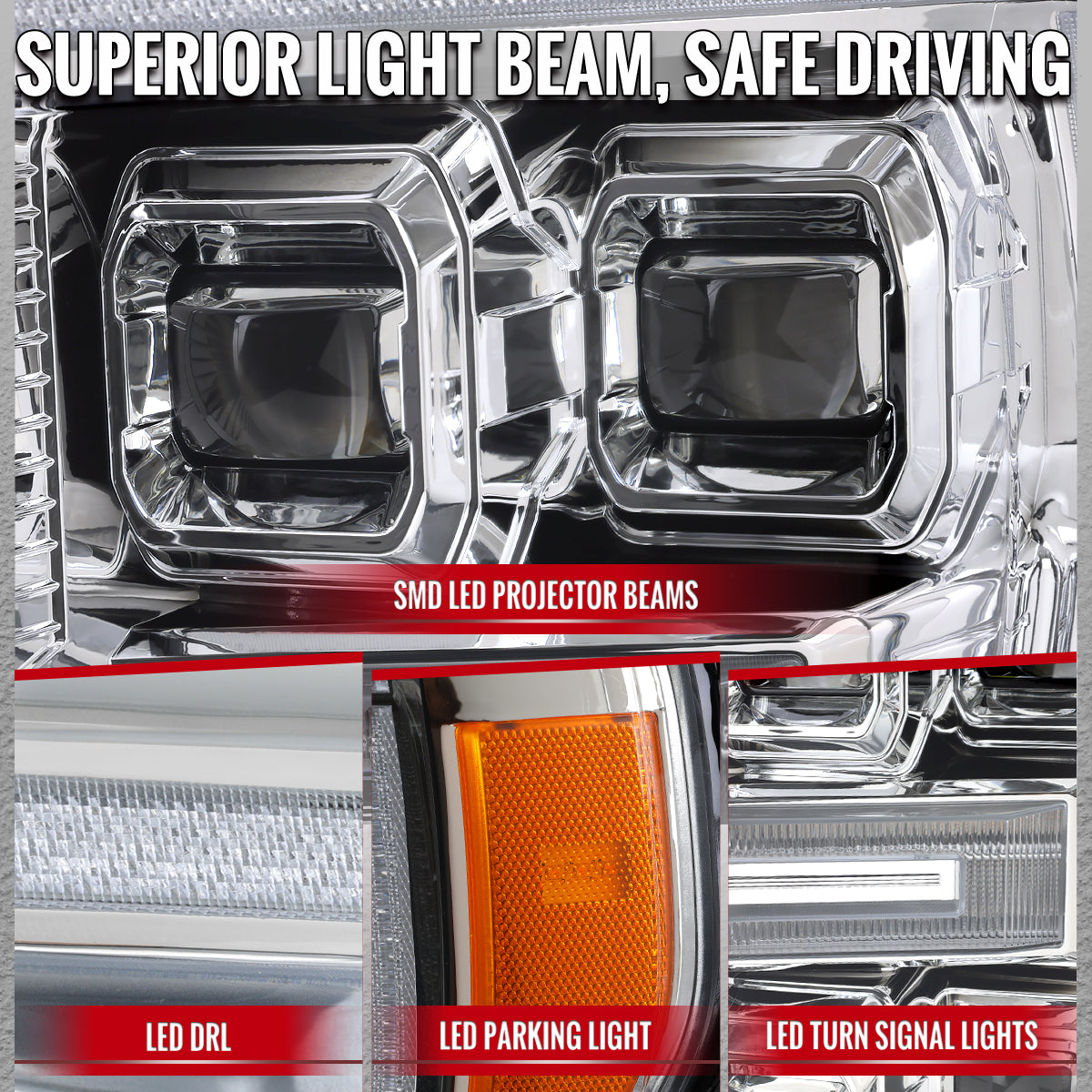 Spec-D 21-23 F-150 SEQ LED Projector Headlights Halogen Chrome/Smoked