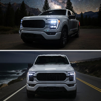 Spec-D 21-23 F-150 SEQ Projector Headlights Halogen Matte Black/Clear
