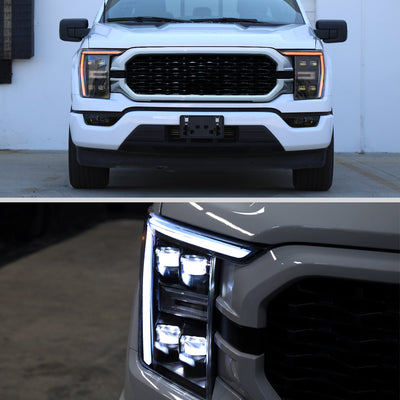 Spec-D 21-23 F-150 SEQ Projector Headlights Halogen Matte Black/Clear