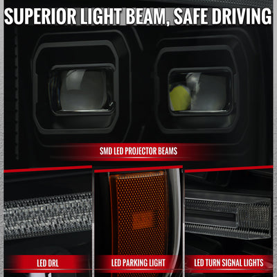 Spec-D 21-23 F-150 SEQ LED Projector Headlights Halogen Smoked