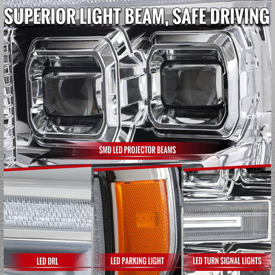 Spec-D 21-23 Ford F-150 OEM LED Headlights Full Sequential Chrome