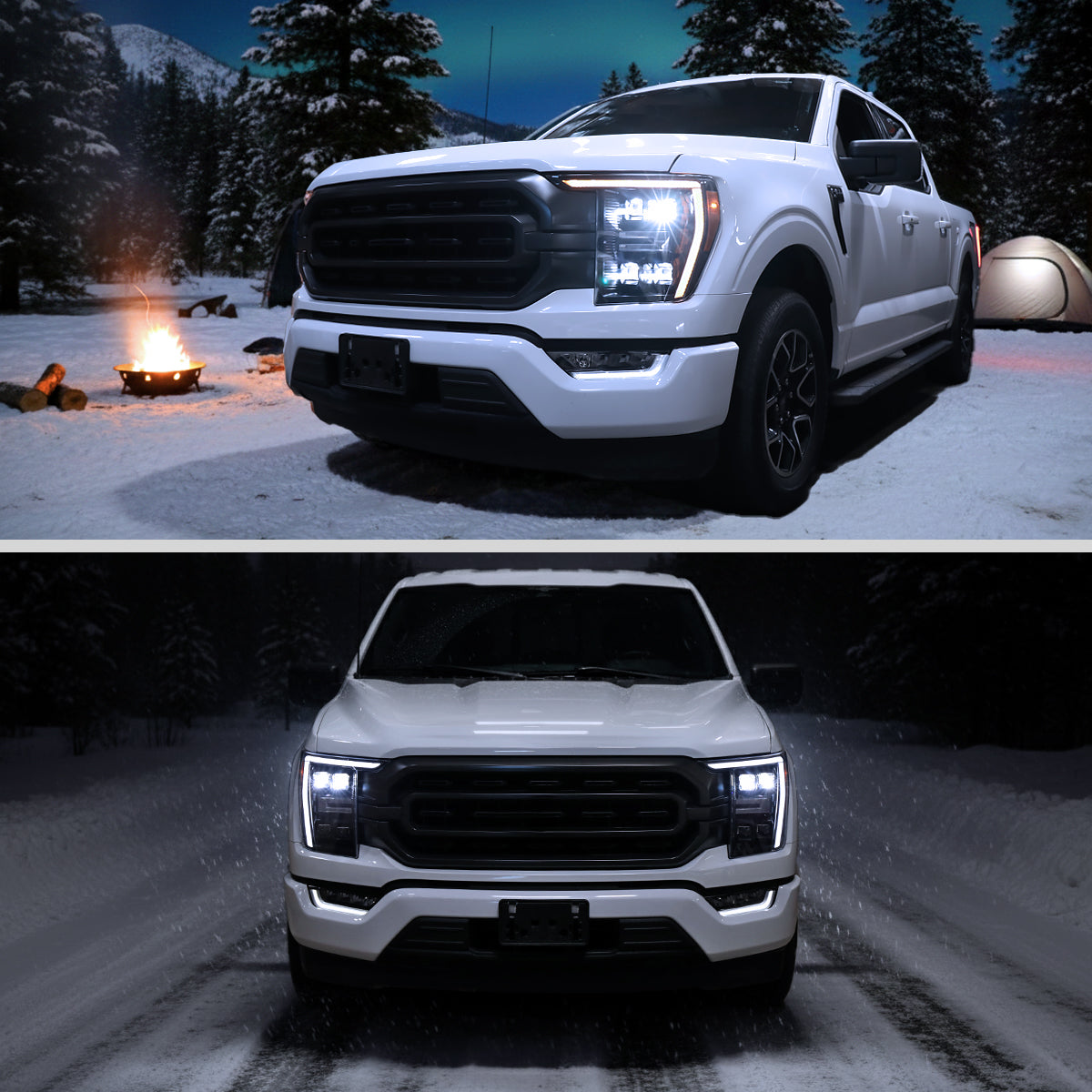 Spec-D 21-23 F-150 SEQ LED Projector Headlights OEM Matte Black/Clear
