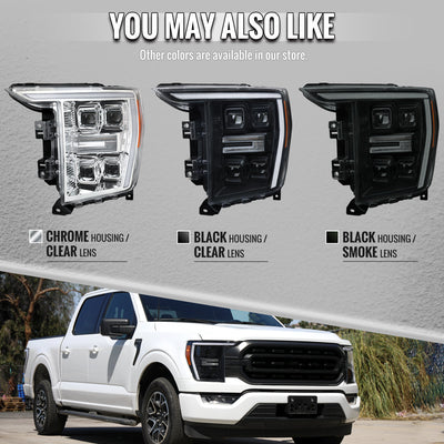 Spec-D 21-23 F-150 SEQ LED Projector Headlights OEM Matte Black/Clear