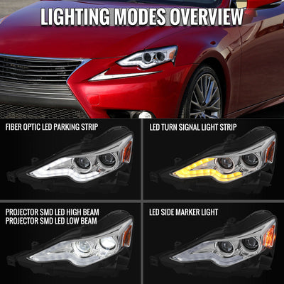 Spec-D 14-15 Lexus IS250 IS350 Headlights Projector Chrome