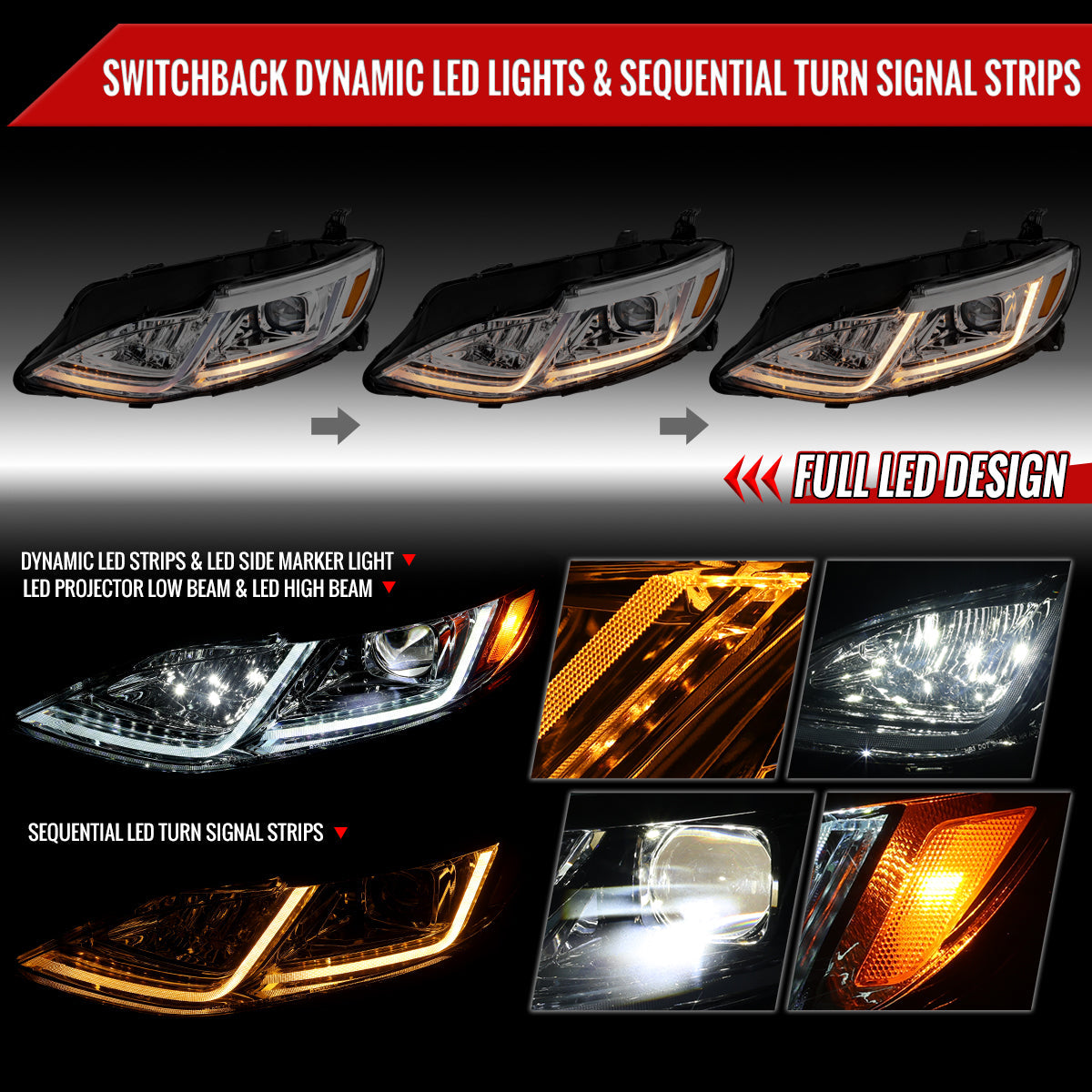 Spec-D 19-24 Chevy Malibu Full LED Sequential Headlights Chrome