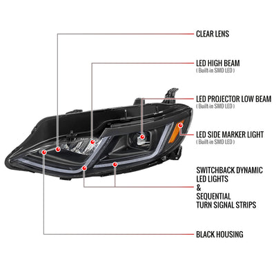 Spec-D 19-24 Chevy Malibu Headlights Switchback Sequential LED Black
