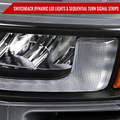 Spec-D 19-21 Chevy Silverado 1500 Headlights with SEQ Turns Black
