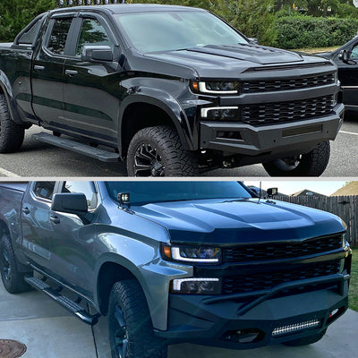 Spec-D 19-21 Silverado 1500 Pro Headlights with SEQ Turn Black/Smoked