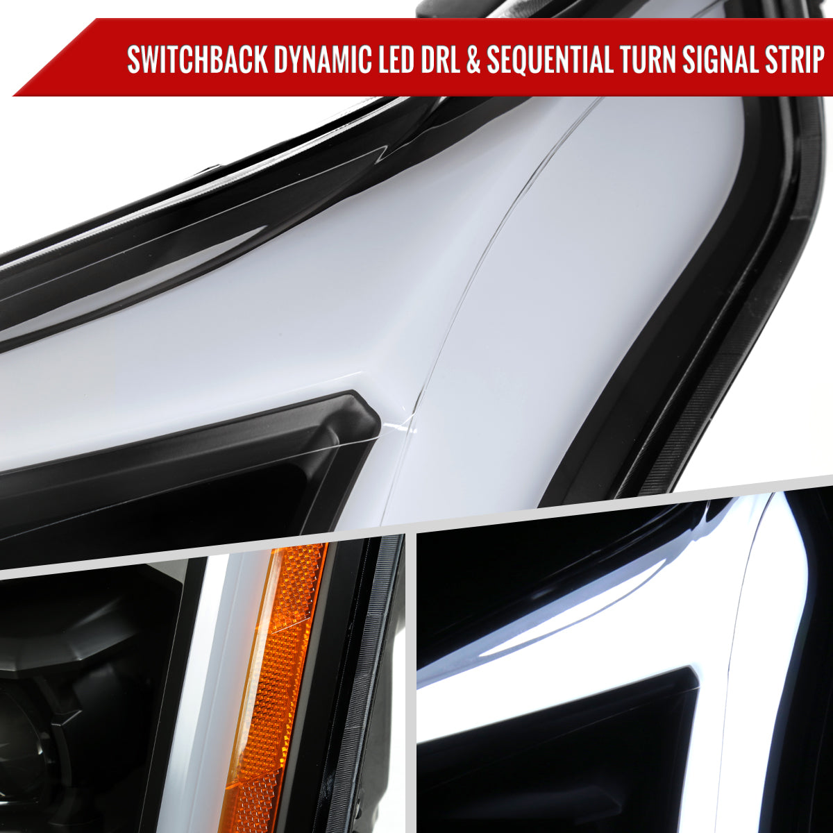 Spec-D 10-16 Cadillac SRX Projector Headlights Full SEQ LED DRL Black