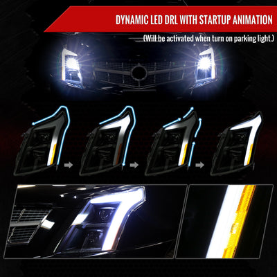Spec-D 10-16 Cadillac SRX Projector Headlights SEQ LED Black/Smoked