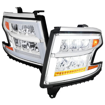 Spec-D 15-20 Chevy Tahoe Suburban Headlights Sequential Chrome/Clear