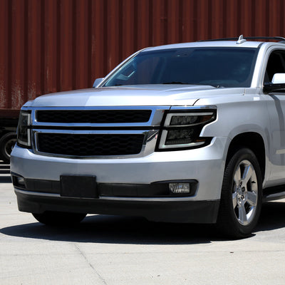 Spec-D 15-20 Chevy Tahoe Suburban Full DRL SEQ Headlights Black/Smoked