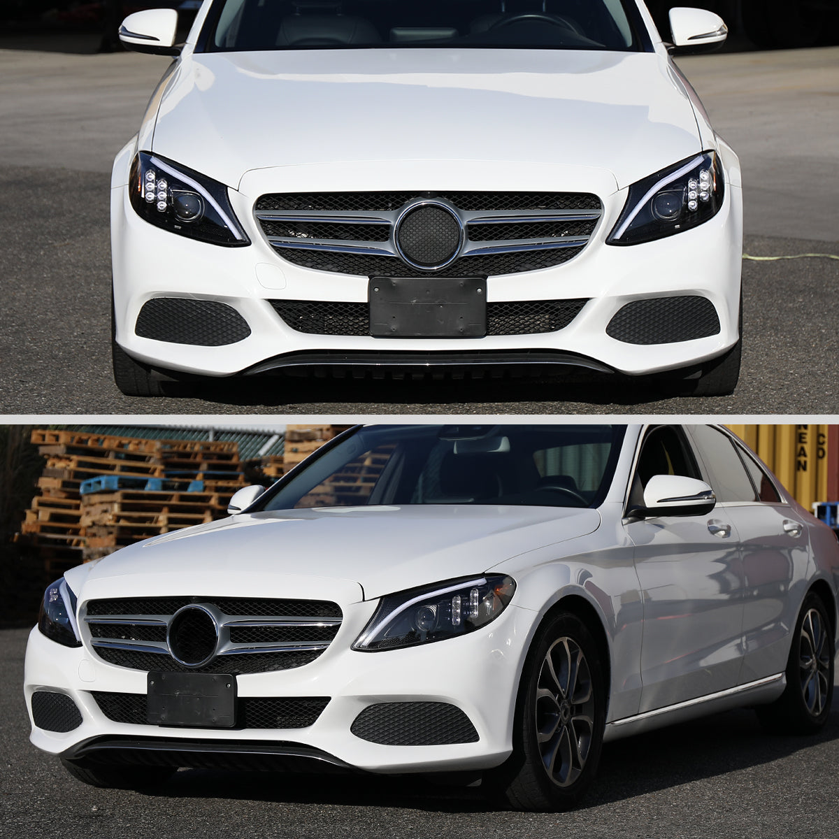 Spec-D 15-18 Mercedes C-Class W205 Sequential Headlights Black/Clear