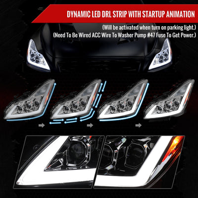 Spec-D 08-13 G37/14-15 Q60 2DR Triple Projector Headlights SEQ Clear