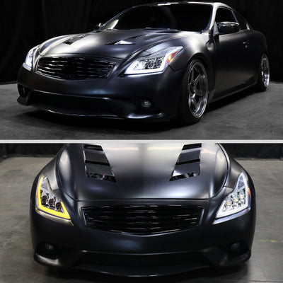 Spec-D 08-13 G37/14-15 Q60 2DR Triple Projector Headlights SEQ Clear