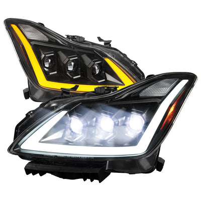 Spec-D 08-13 G37 14-15 Q60 2DR Headlights Triple Projector Black/Clear