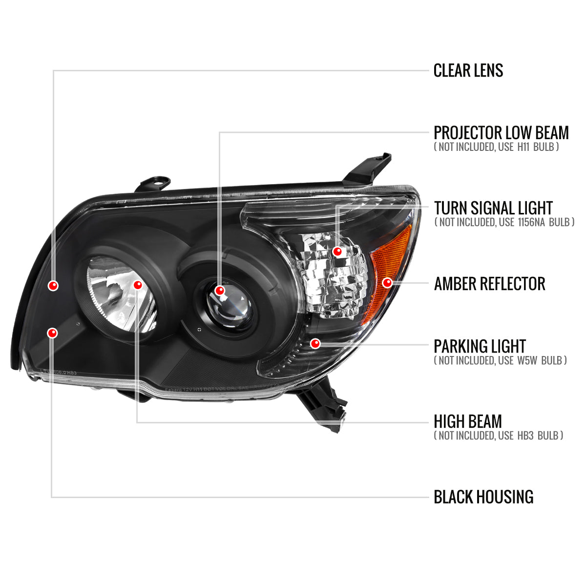Spec-D 06-09 Toyota 4Runner SR5 Projector Headlights Black